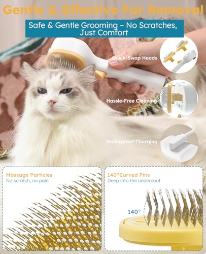 Cat Steam Brush for Cats & Dogs (Yellow - Short Head and Long Head)