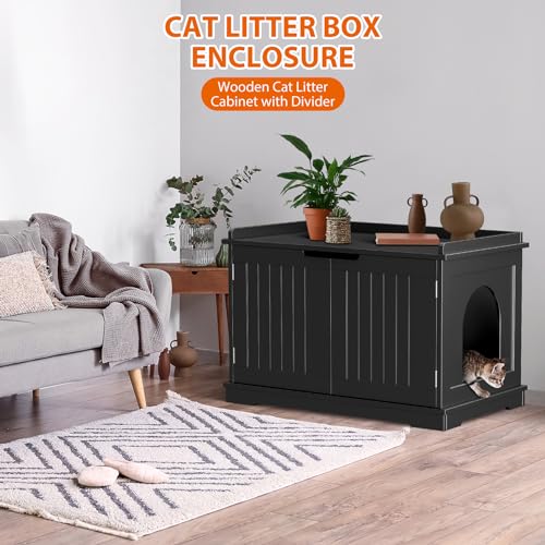 Cat Litter Box Enclosure (Black)