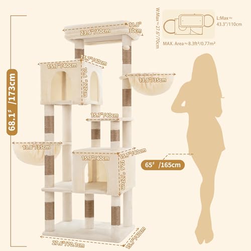 68.1" Cat Tree with Oversized Top Platform & Wide Base HCT059MJ (Beige / 68.1 inch)