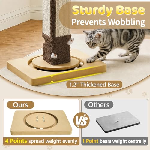 33.8" Tall Sisal Vertical Cat Scratching Post for Indoor