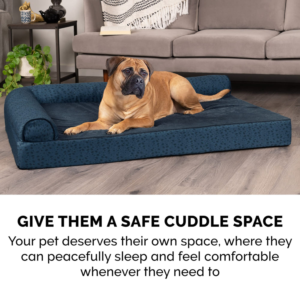 Cooling Gel Dog Bed for Medium (Medium / (Plush & Almond Print) Blue Almonds)