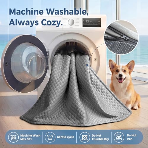XLarge Dog Cooling Bed for Sofa (Cooling Grey / 45"L x 37"W x 5"Th)