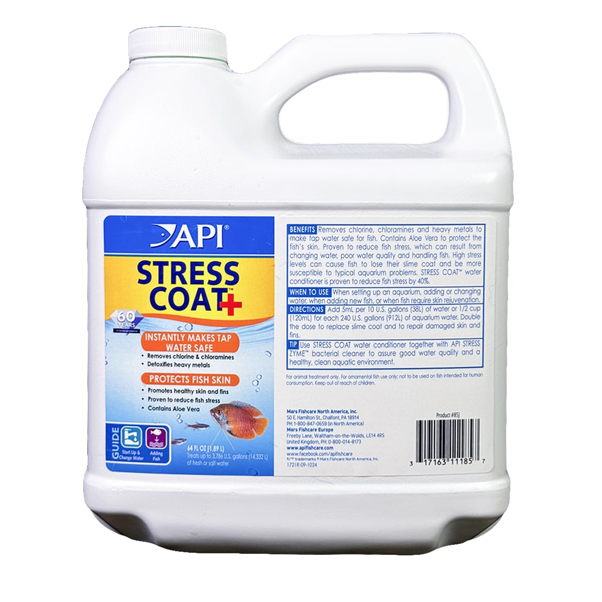 STRESS COAT Aquarium Water Conditioner 64 (64 fl oz / Aquarium Treatment without Pump)
