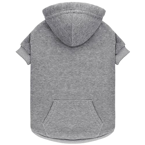 Dog Hoodie Dog Sweaters for Small Dogs Pet Sweater Solid Soft Brushed Fleece Pet Clothes Hoodie Sweatshirt with Pocket (X-Small / Grey)