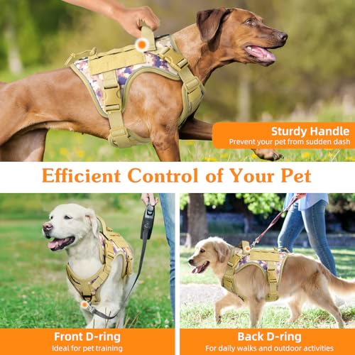 Heavy Duty Tactical Dog Harness for Small Dogs (Desert Camouflage / S (Chest: 19.6-31.5", Neck: 11-19.6"))