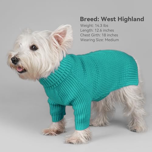 Dog Sweater Long Sleeve Warm Knit Sweaters for Large Dogs Boy Girl (Aqua Green / XX-Large)
