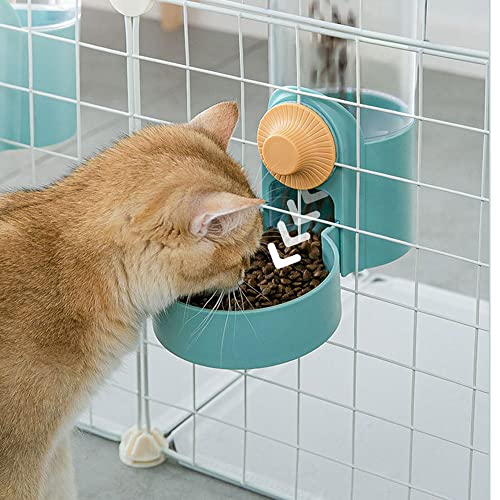 Pet Hanging Automatic Feeders Drinking Bowls 40oz (Green-Water)