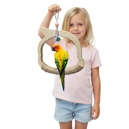 Wooden Bird Swing Toy with Rope Swing (colorful)