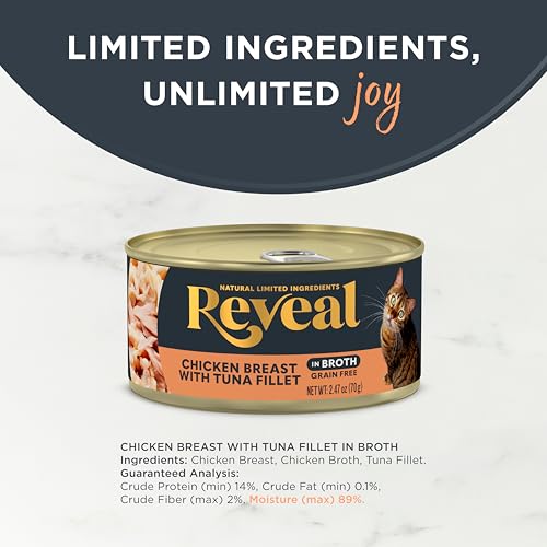 Chicken & Tuna in Broth Grain Free Wet Cat Food 24 (2.47 Ounce (Pack of 24))
