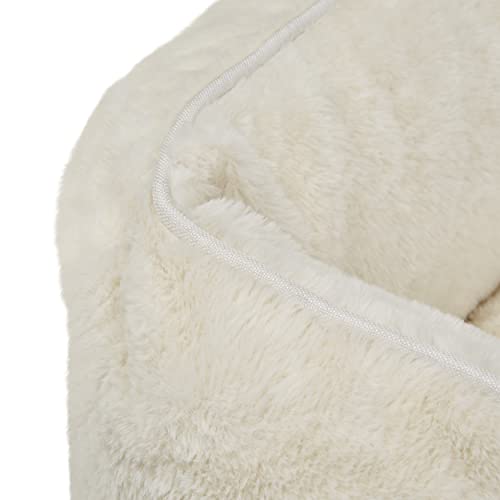 Luxury Aesthetic Dog Bed for Medium Dogs with Washable Cover (Soft White / Medium)