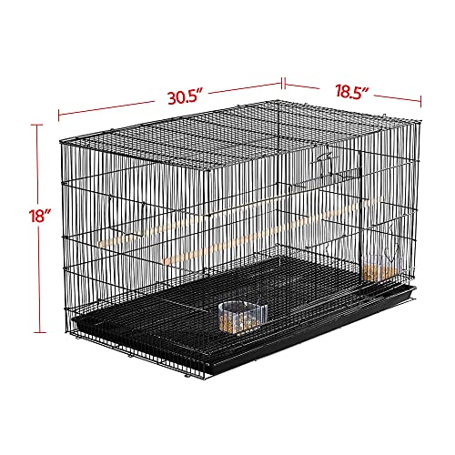 30‘’ Flight Bird Cage Stackable Design for Small and Medium Birds with Slide Out Tray and Bottom Grate Budgies Cockatiels Lovebirds Canaries Parakeet Cage (Black)