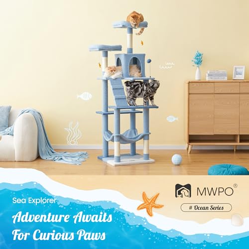 Ocean Themed Cat Tree (70.1 in / Blue)