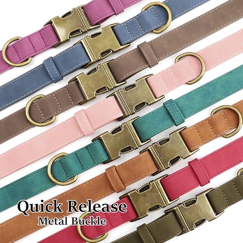 Soft PU Leather Dog Collar for Medium Dogs (M：Fit 14-18" Neck, Width ¾" / Blue)