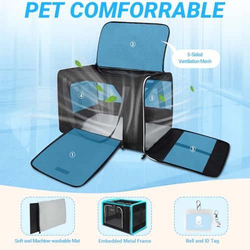 Extra Large Cat Carrier with Wheels and Litter Box for Car Travel (Black and Wheeled)