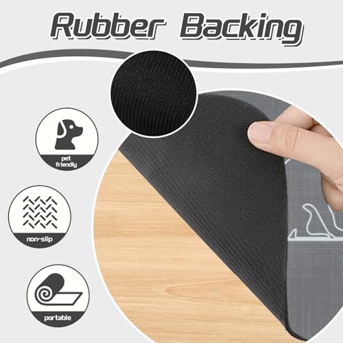 Dog Bowl Mats (grey cat&dog / 12"L x 19"W)