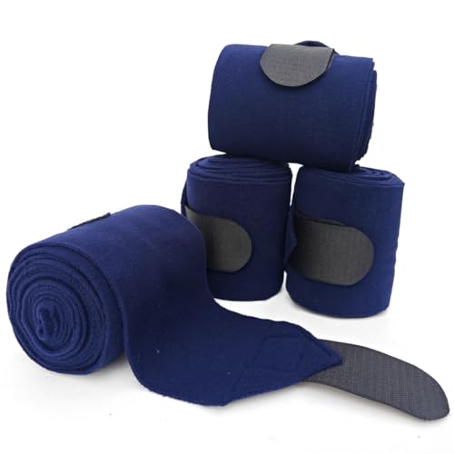 Horse Polo Leg Wraps Soft Fleece Wraps Equestrian Leg Bandage 4 (Navy / Full(10ft))