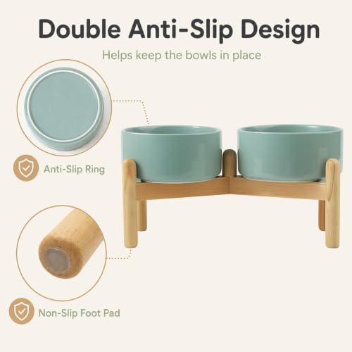 Ceramic Dog Bowls Elevated (Light Green)