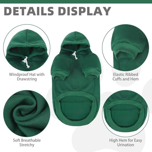 Dog Hoodie for Large Medium Small Dogs (Deep Green / X-Large)