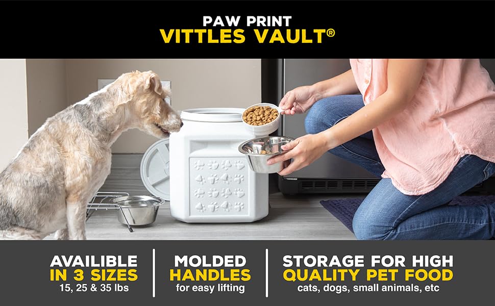 Vittles Vault Vittles Vault Pawprint Food Storage Container + Scoop (25 Pounds)