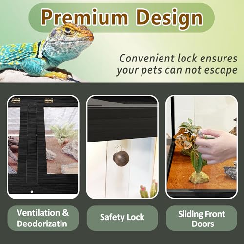 Reptile Enclosure with Leg (Black / 24"x16"x16",30Gallons)