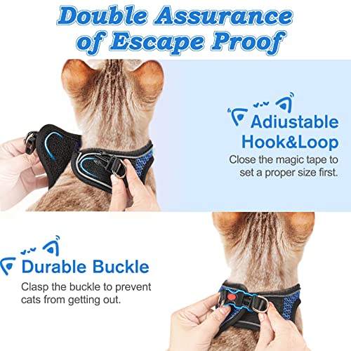 Cat Harness and Leash for Walking Escape Proof (M / Blue)