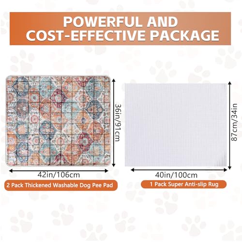 Washable Thickened Pee Pads for Dogs (36" x 42" (2 Pack, Thickened) / Orange)