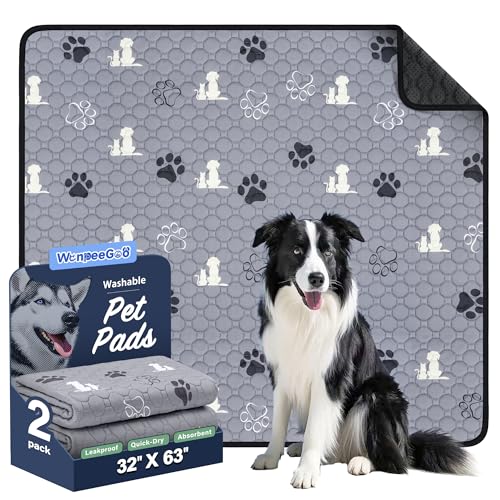 Washable Pee Pads for Dogs (Gray / 32"x63" (Pack of 2))