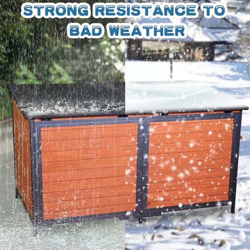 Outdoor XXL Wooden Dog House Weatherproof Chew Resistant Frame 59.1 Inch (59.1"Length)