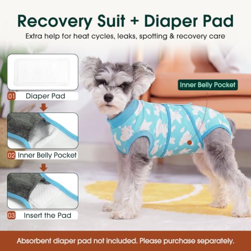 Recovery Suit for Dogs Cats (M (Back:13.4-16.1'', Weight:14-25 Lb) / Cloud Piglet)