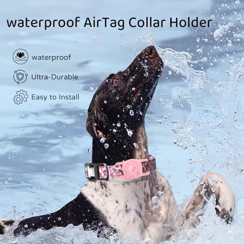 IP68 Waterproof AirTag Holder for Dog Collar (Pink&Purple)