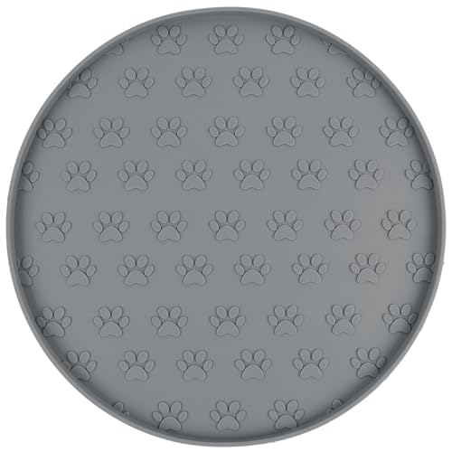 Silicone Pet Food Mat Dog Cat Feeding Bowl Mats Grey (11"L x 11"W / Gray)