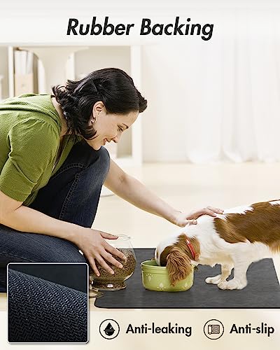 Absorbent Pet Feeding Mat (DARKGREY / 16"x24")