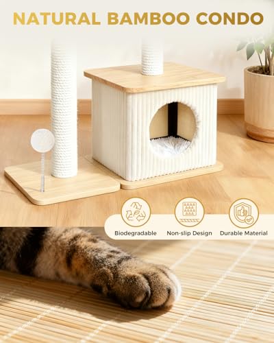 Small Cat Tree for Indoor Kittens (Ash White / Medium)