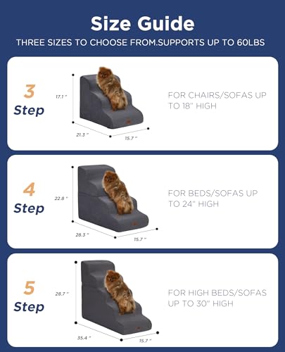 Beige Curved Dog Stairs Ramp for Small Dogs & Cats 17" H (Beige / 3-Step)