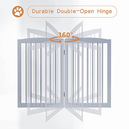 Freestanding Pet Gate for Dogs (32" Height-4 Panel / Gray)