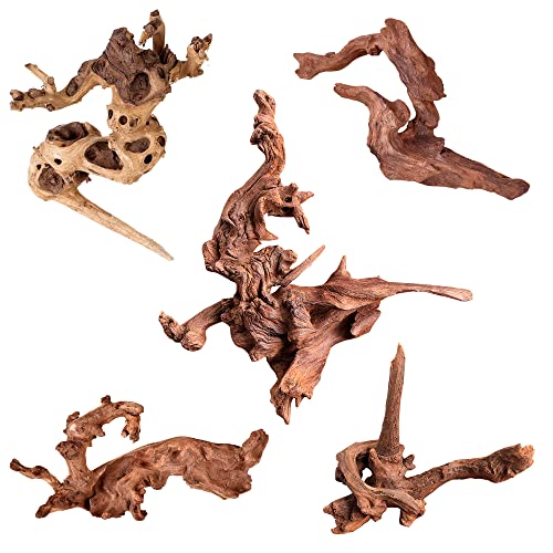 Natural Small Driftwood for Aquarium Decor Fish Tank Decorations (Mopani Driftwood 4.5 to 7.5 Inch (Pack of 5))