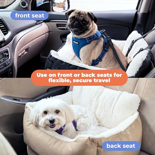 Elevated Dog Car Seat for Small Dogs (Booster (Black) / 21" x 20" x 14")