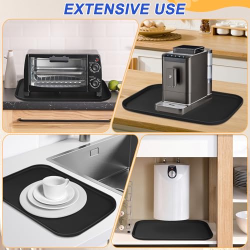 Waterproof Silicone Pet Food Mat with Raised Edge for Dog & Cat (Black / 19"L x 12"W)