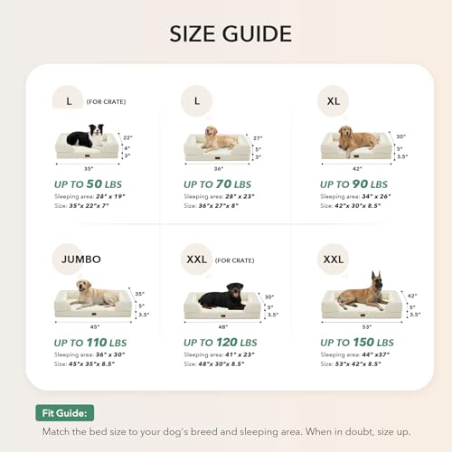 Waterproof Orthopedic Dog Bed for Extra Large Dogs (Beige / 45.0"L x 35.0"W x 8.5"Th)