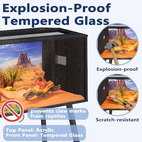 63 Gallon Reptile Tank (Black / 63 gallons,40x20x20 inch)