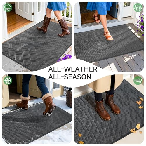 Front Door Mat (4' x 5' (Rectangular) / Grey Diamond)