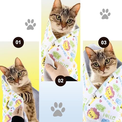 Cat Wrap for Cutting Nails and Grooming (Giraffe Lion Style)