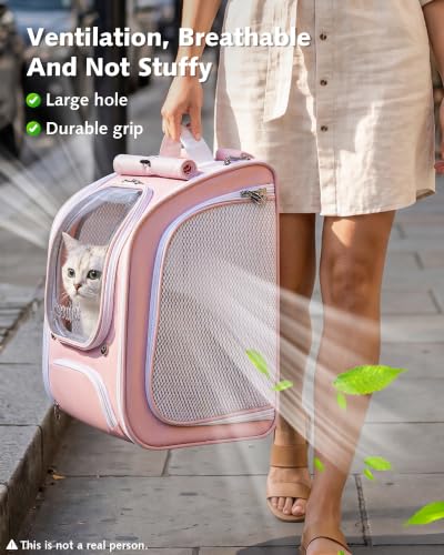 Cat Backpack Carrier (Pink (Expandable) / 12.6"L x 10.2"W x 16.5"H)