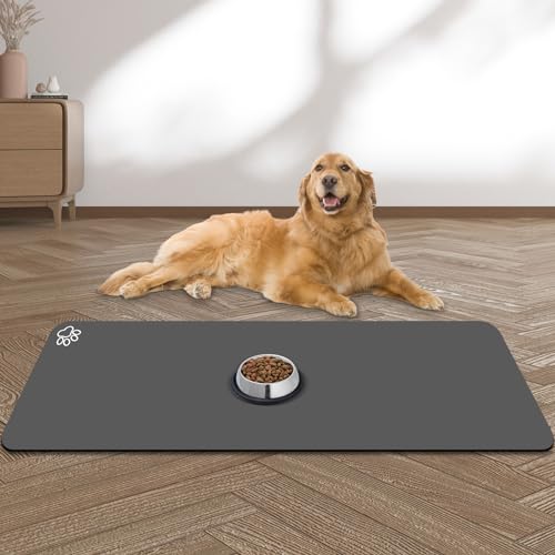Large Pet Feeding Mat (dark grey / 39.3"L x 15.7"W)