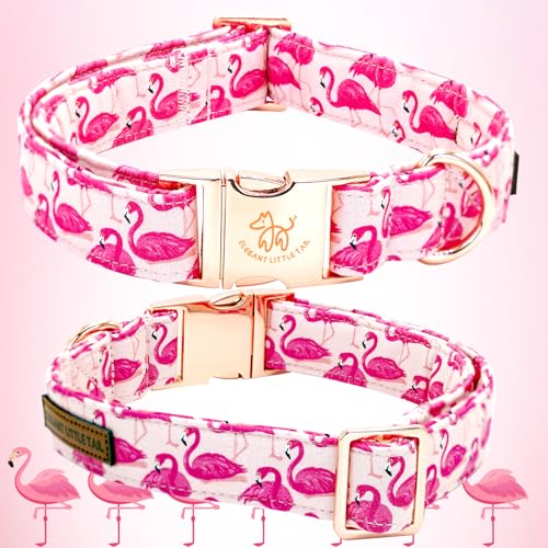 Dog Collar Pink Flamingos Dog Collar with Bow Girl (Flamingo / Medium (Pack of 1))