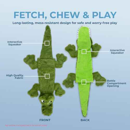 2-in-1 Stuffless Squeaky Dog Toy - Duck&Alligator, Medium (Multicolor/Alligator & Wild Duck / Medium)