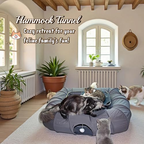 2 Tier Cat Tunnel & Hammock Bed XXL (Extra Extra Large / Dark Gray)