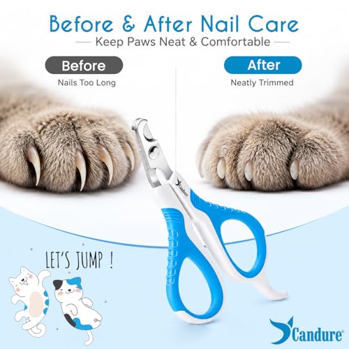Cat Nail Clipper Stainless Steel Cat Claw Trimmers for Rabbits (White & Blue / Small Pets)