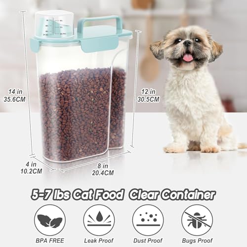 5 7LBS Dog Cat Storage Container Portable with Upgraded Large Spout and Cup (Light blue / 5L-2pack)