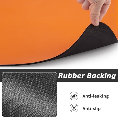 Dog Food Mat Absorbent Cat Mat for Food and Water (Orange / 19"L x 12"W)